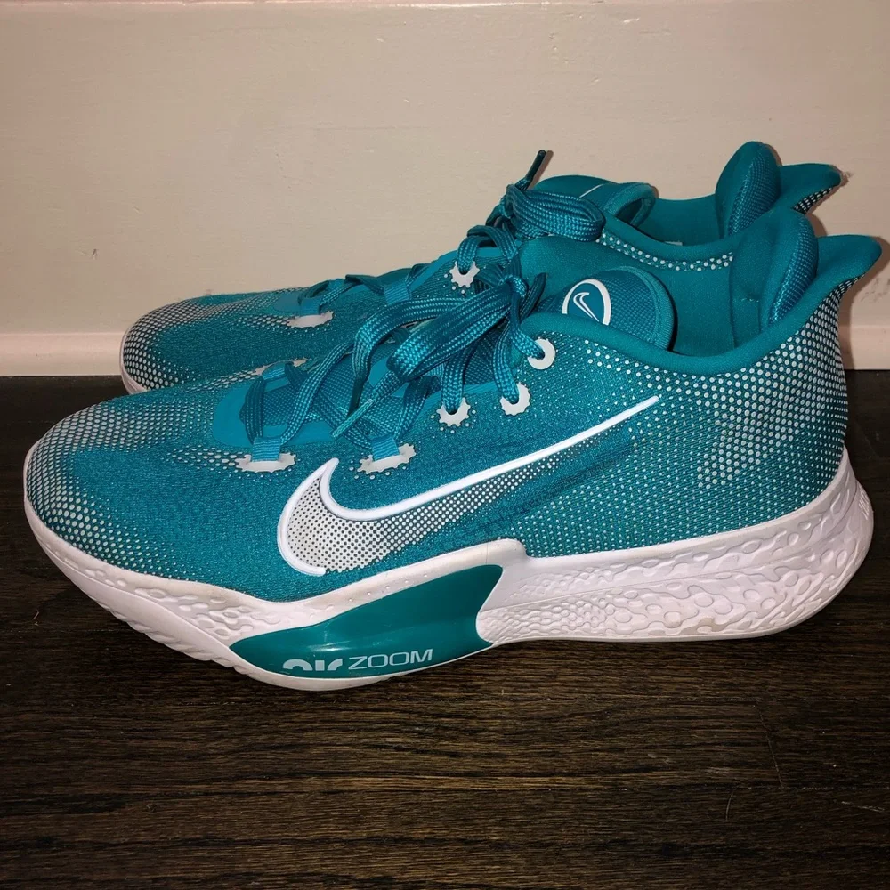 Nike Air Zoom Mens BB  Teal and White Basketball Shoes size 11 - Picture 9 of 13